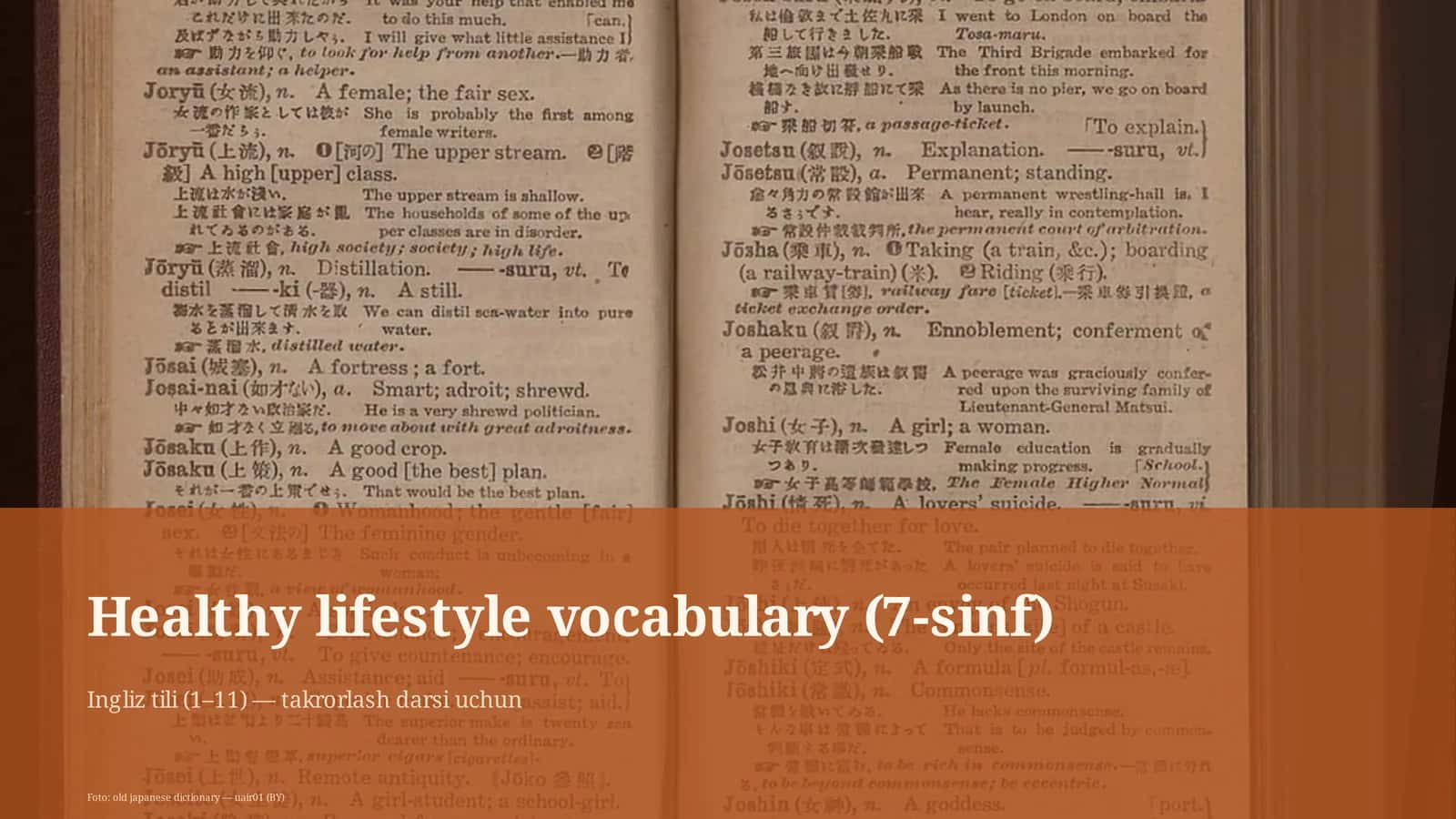 Healthy lifestyle vocabulary (7-sinf)