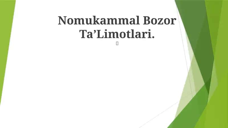 Monopoliya va Oligopoliya