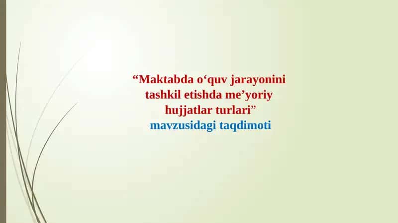 Maktabdao'quvjarayonini tashkiletishdame'yoriy hujjatlari