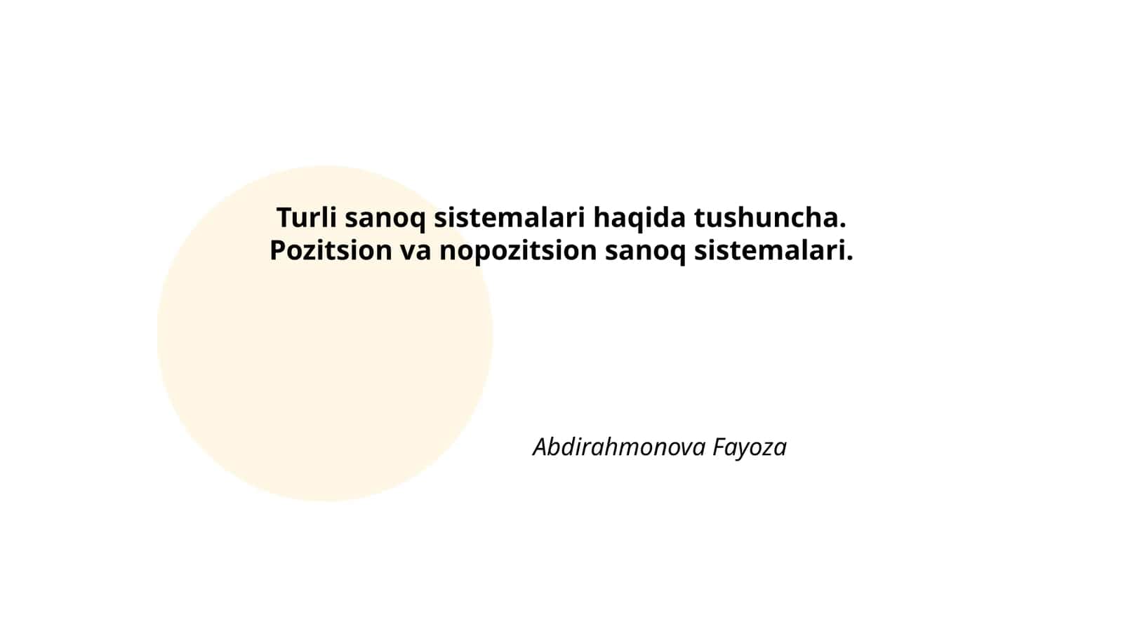 Turli sanoq sistemalari haqida tushuncha
