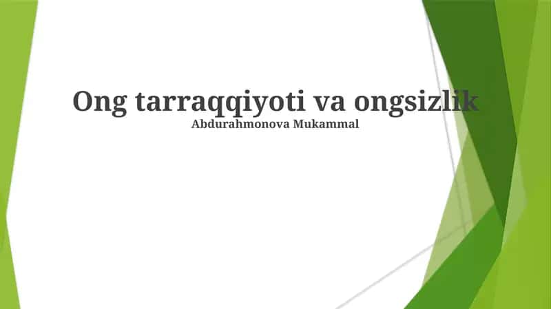 Ong tarraqqiyoti va ongsizlik