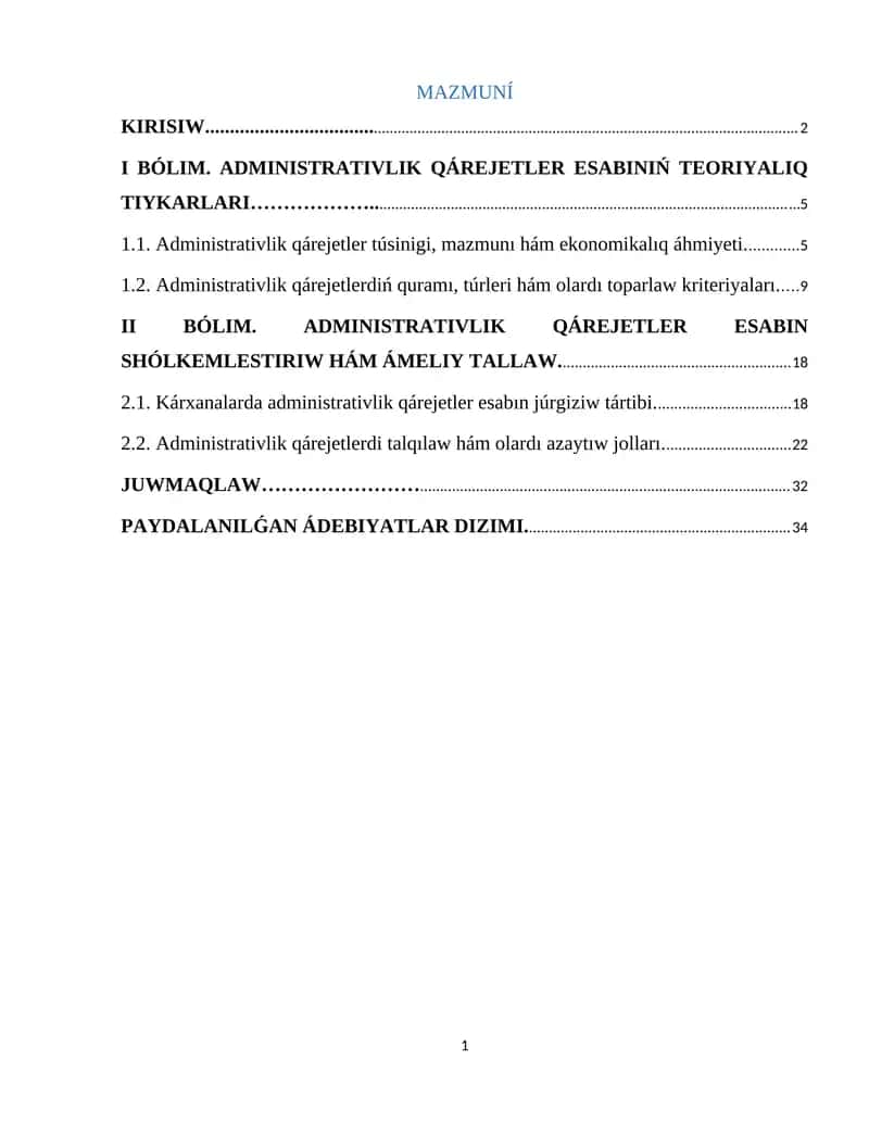 Administrativlik qárejetler esabi