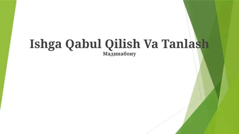 Ishga Qabul Qilish Va Tanlash