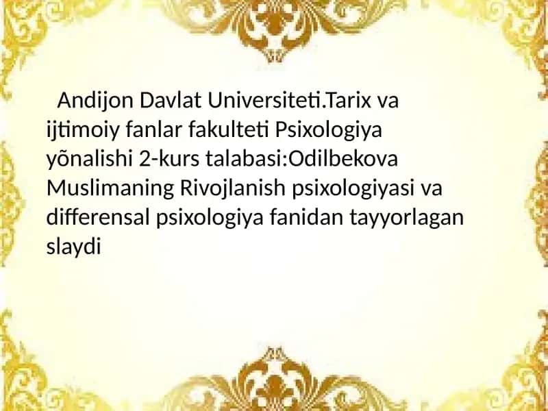 Rivojlanish psixologiyasi va differensal psixologiya