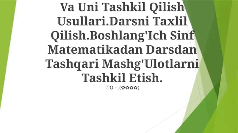 Dars va uning mazmuni
