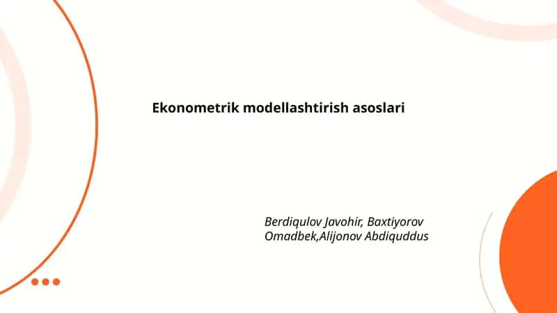 Ekonometrik modellashtirish asoslari