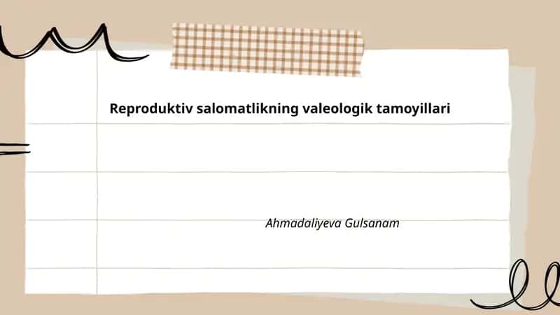 Reproduktiv salomatlikning valeologik tamoyillari