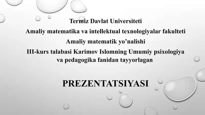 Amaliy matematika yo’nalishi PREZENTATSIYASI