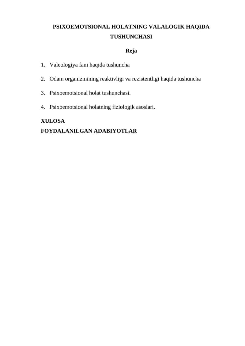 Psixoemotsional holatning valalogik haqida tushunchasi