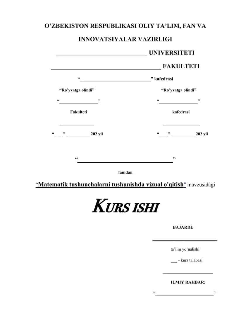 Matematik tushunchalarni tushunishda vizual o'qitish