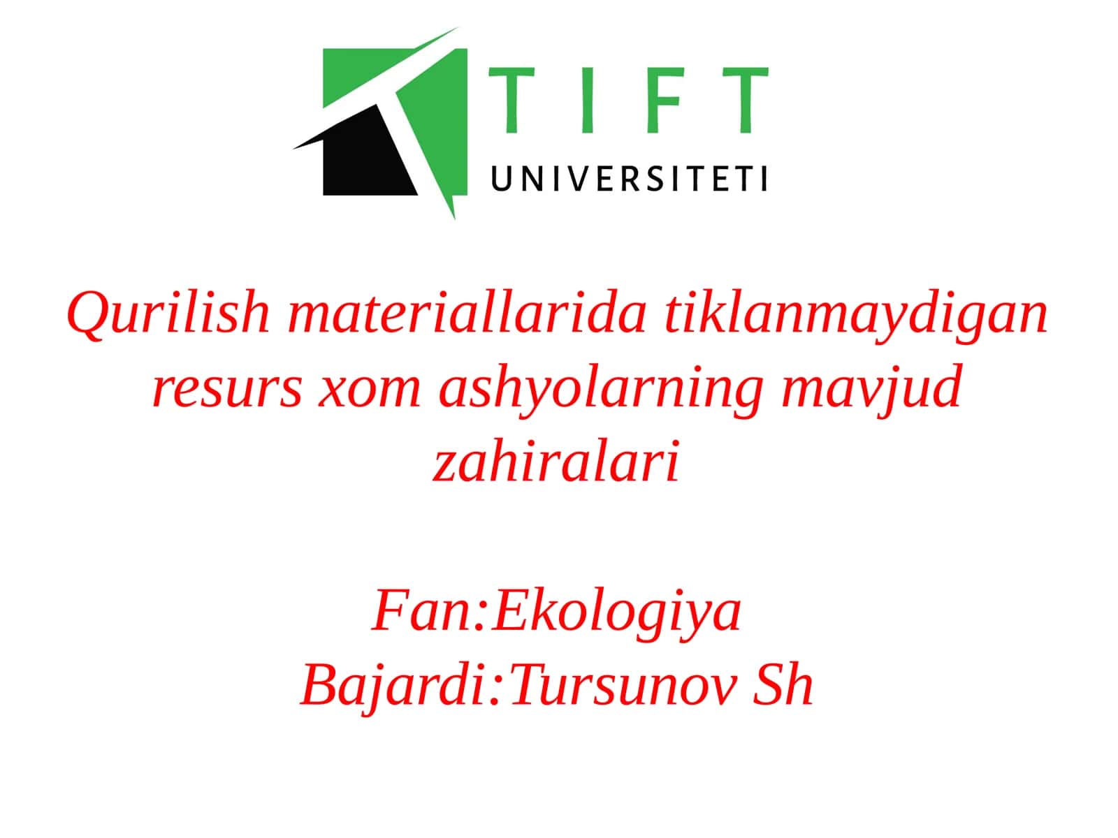 Qurilish materiallarida tiklanmaydigan resurs xom ashyolarning mavjud zahiralari.