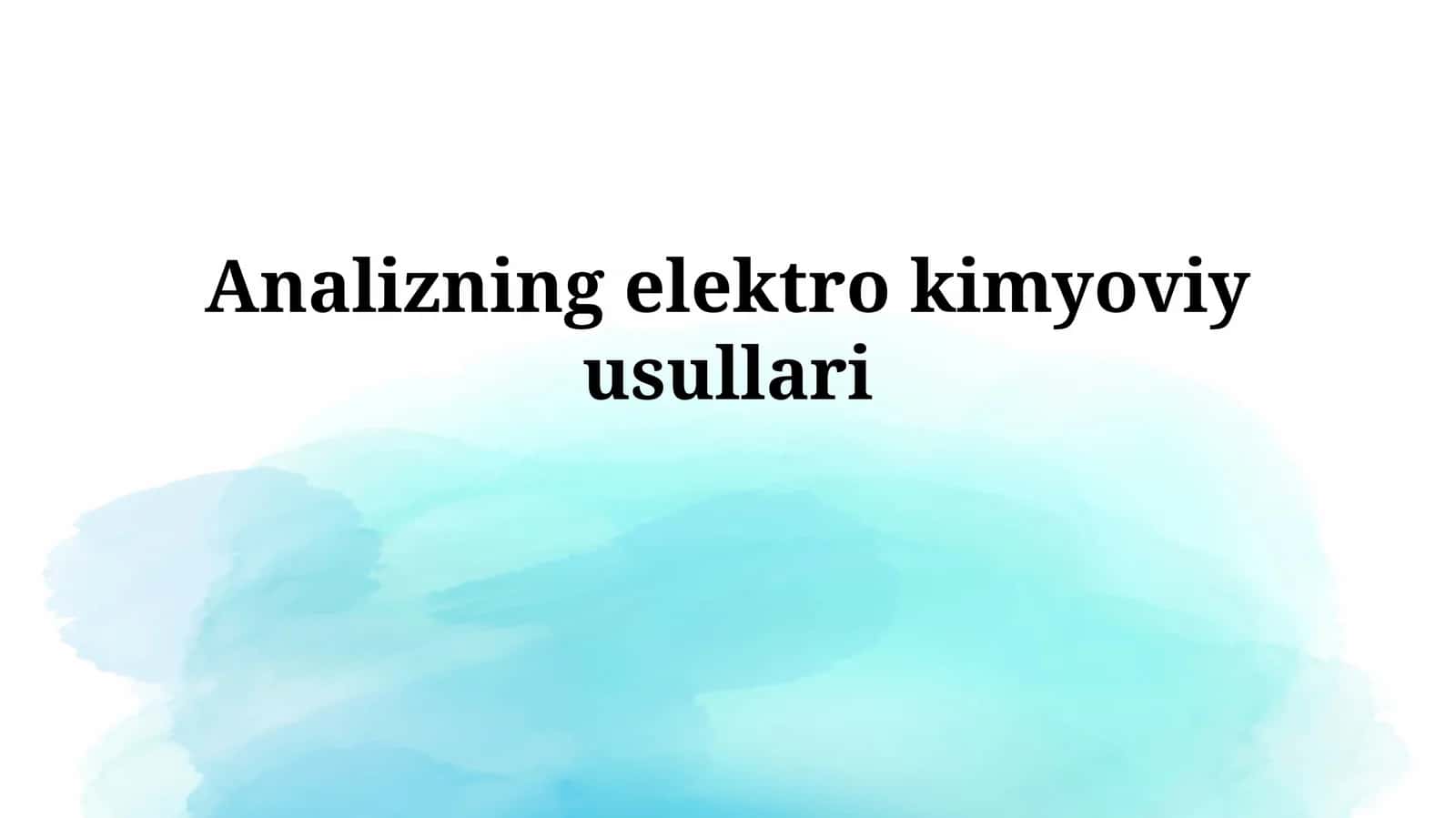 Elektrokimyoviy Analiz