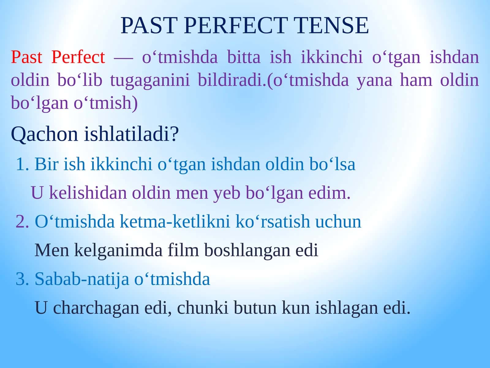 Past Perfect tense