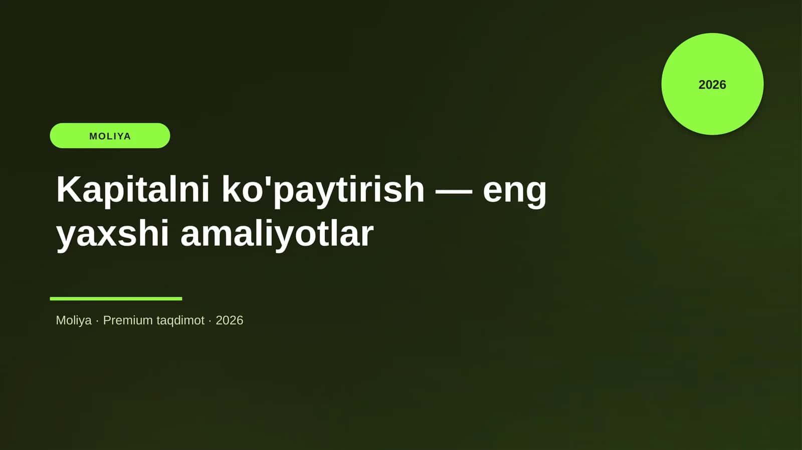 Kapitalni ko'paytirish — eng yaxshi amaliyotlar