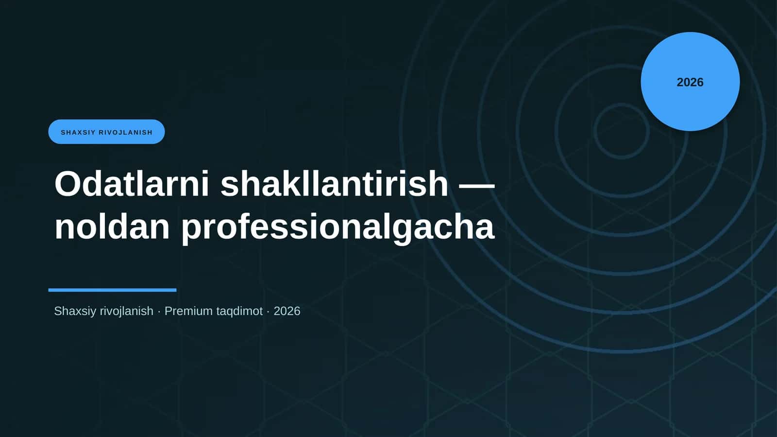 Odatlarni shakllantirish — noldan professionalgacha