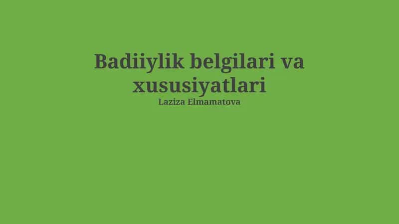 San'atkorlikning asosiy belgilari va xususiyatlari