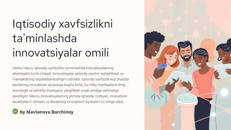 Iqtisodiy xavfsizlikni ta'minlashda innovatsiyalar omili