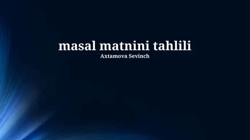 masal matnini tahlili