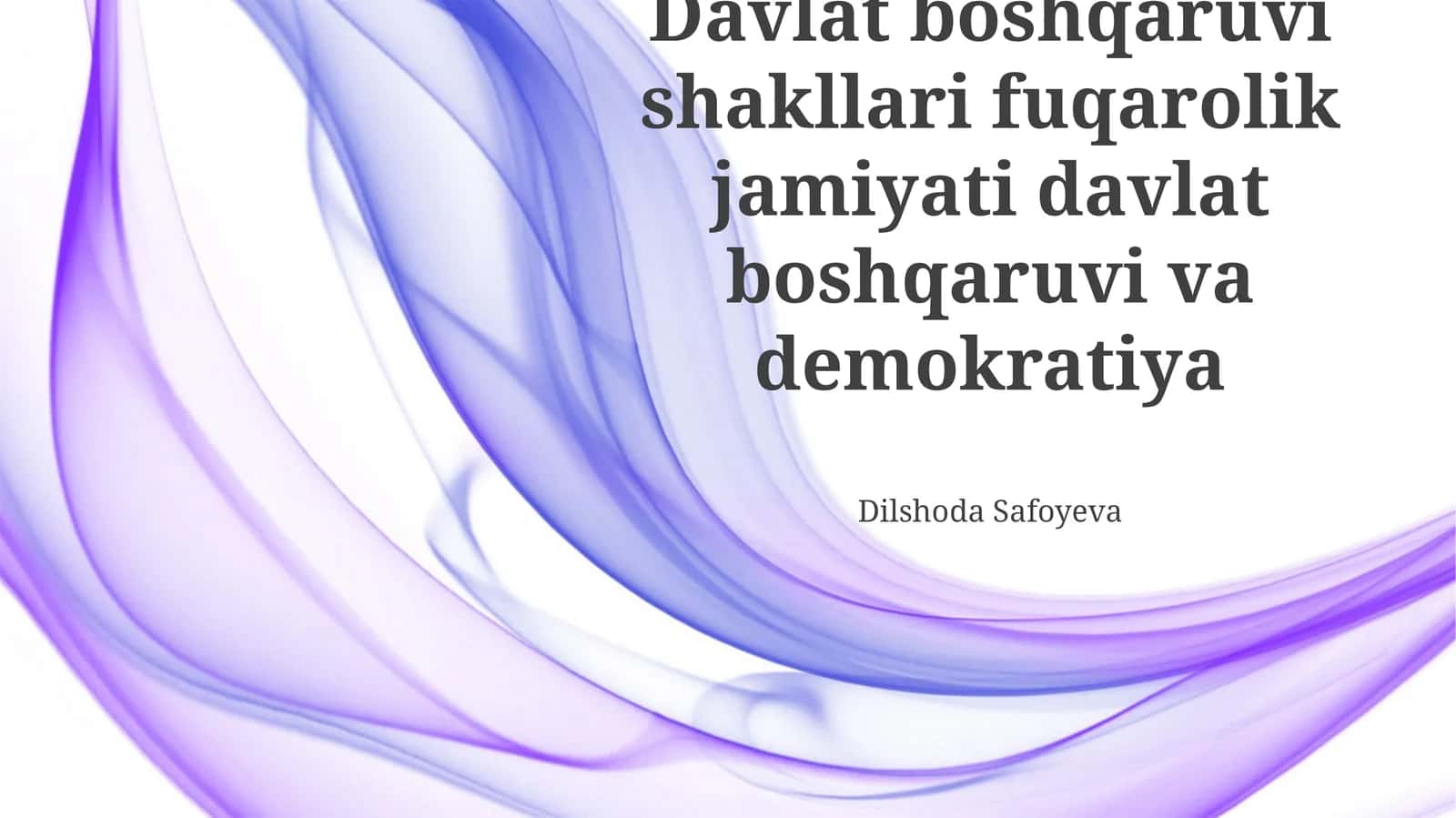 Demokratiya tushunchasi va tamoyillari
