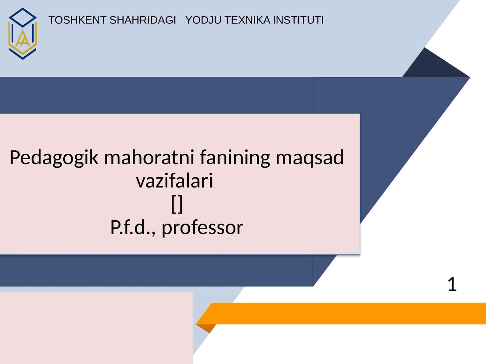 Pedagogik mahoratni fanining maqsad vazifalari[]P.f.d., professor