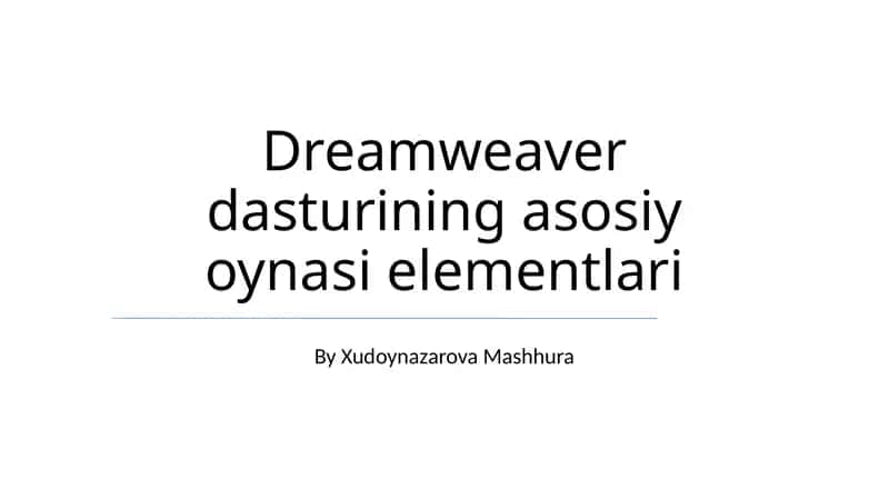 Dreamweaver dasturi
