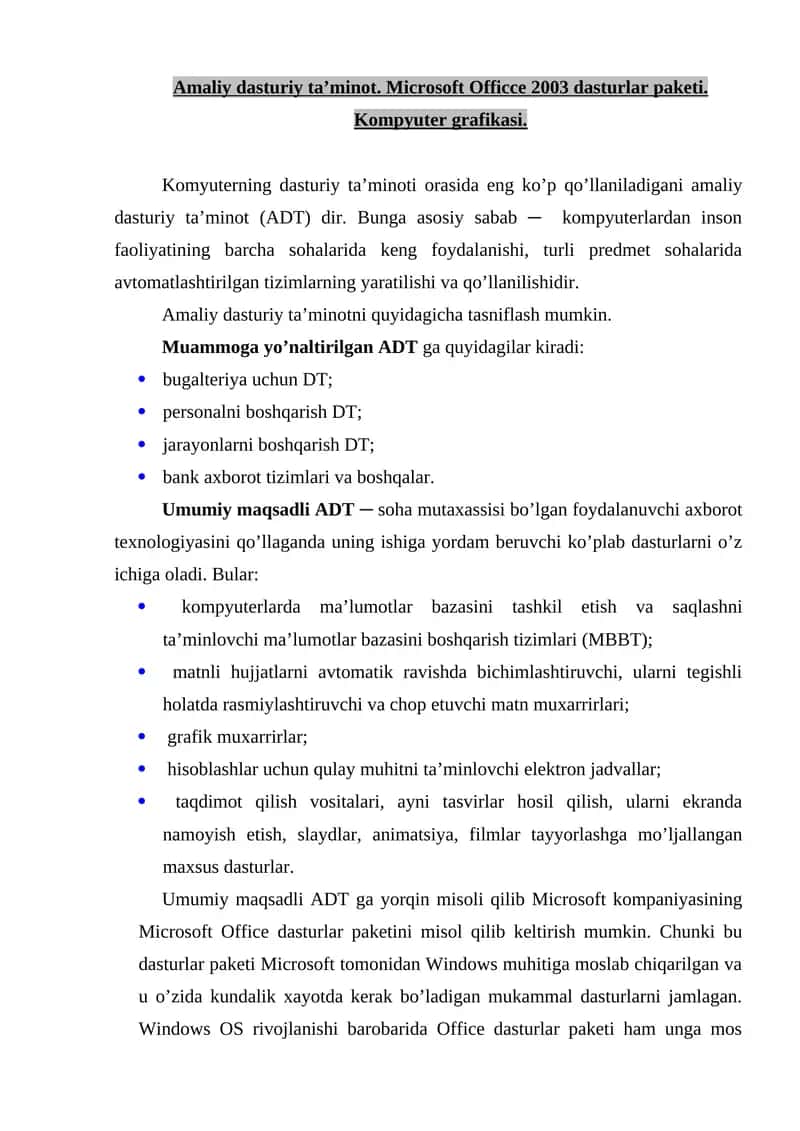 Amaliy dasturiy ta’minot