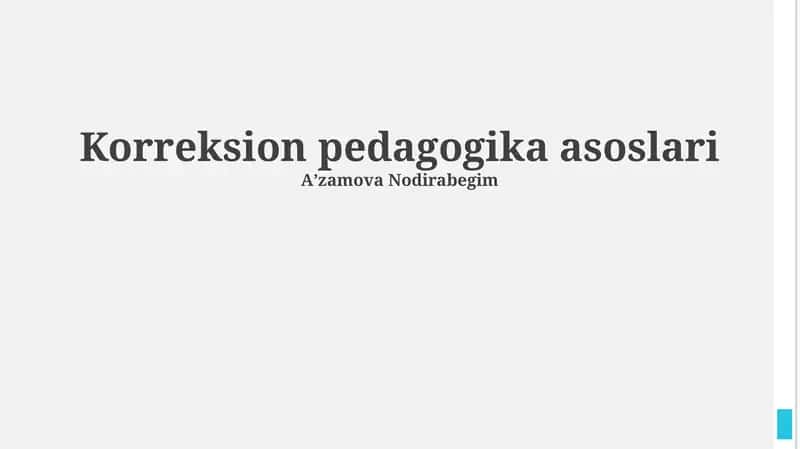 Korreksion pedagogika asoslari