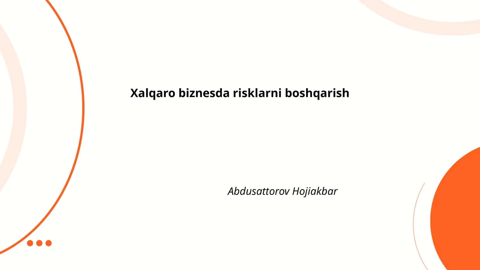Xalqaro biznesda risklarni boshqarish