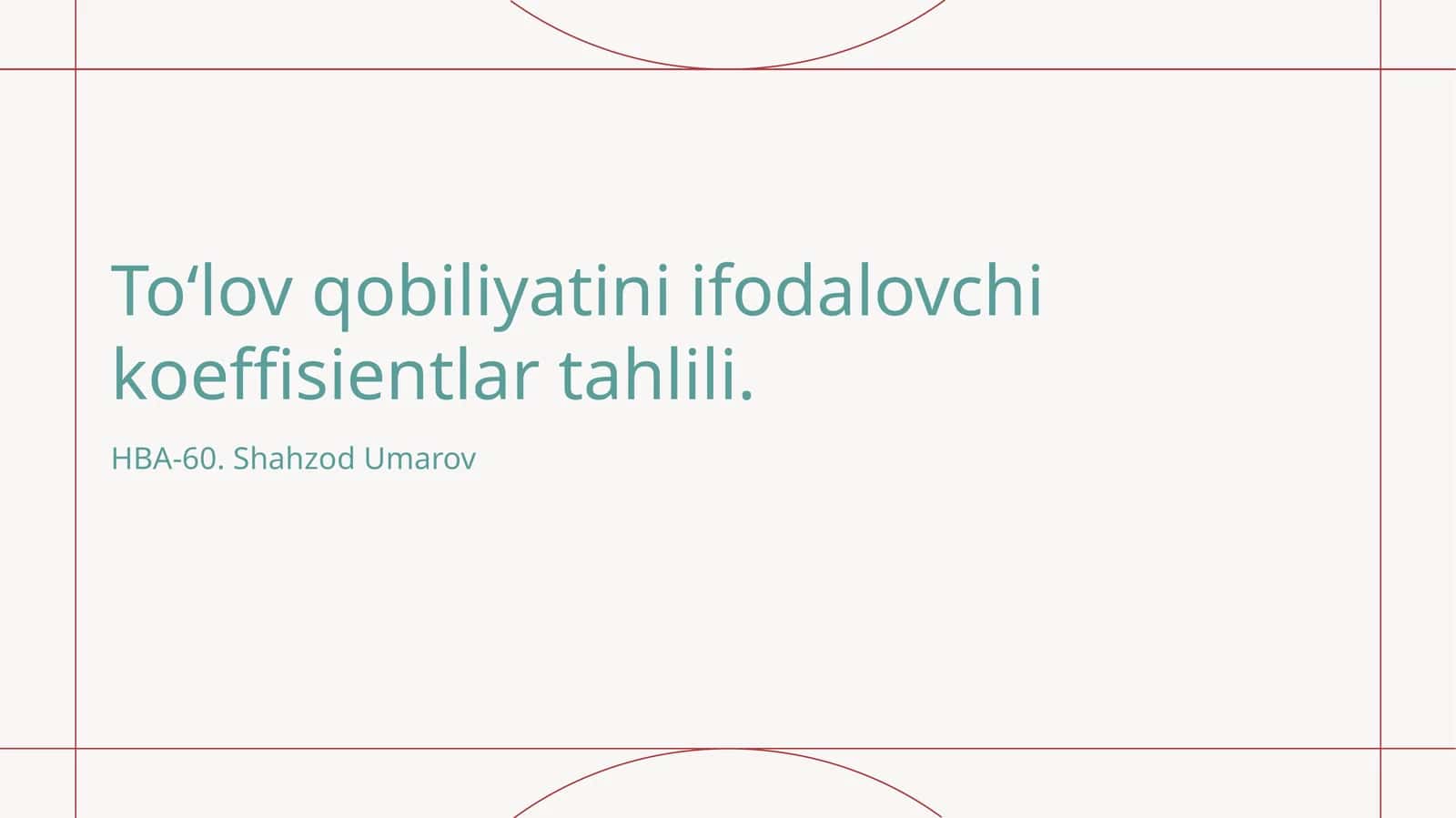 To‘lov qobiliyatini ifodalovchi koeffisientlar tahlili