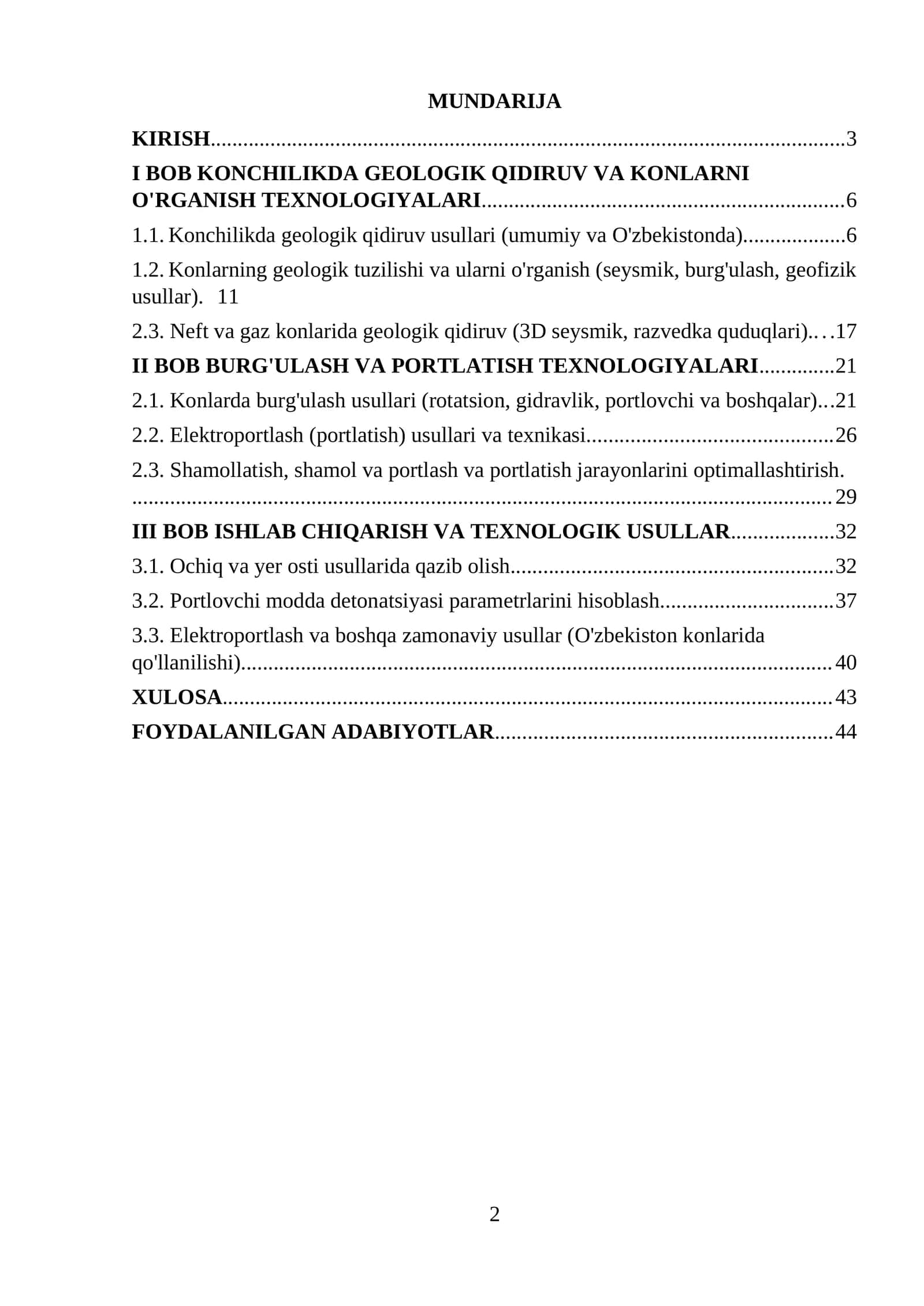 KONCHILIKDA GEOLOGIK QIDIRUV VA KONLARNI O'RGANISH TEXNOLOGIYALARI