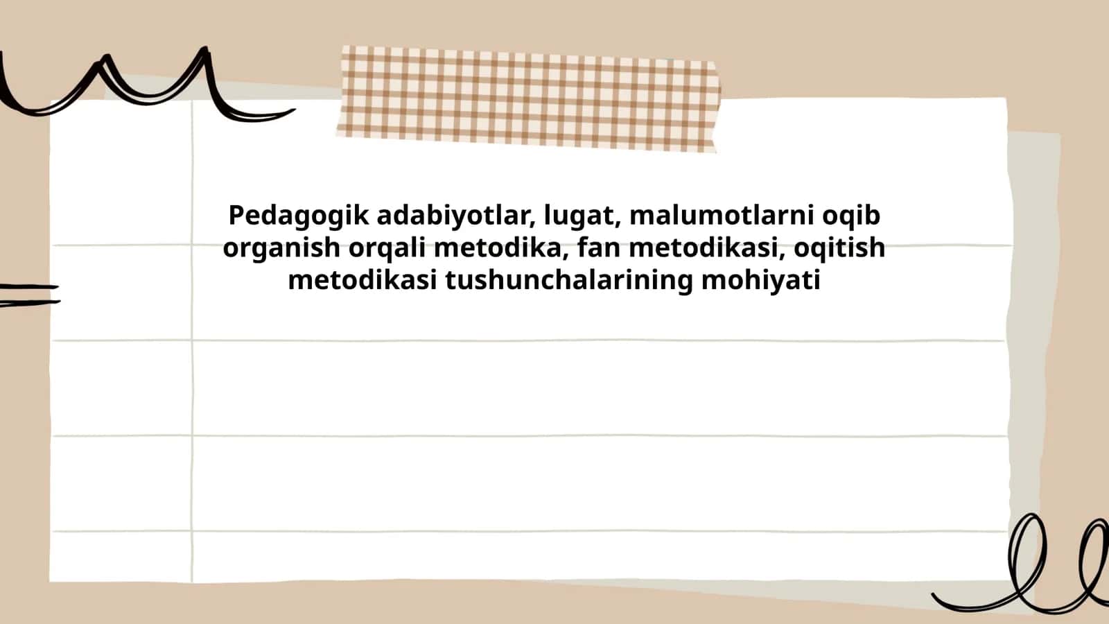 Pedagogik adabiyotlar, lugat, malumotlarni oqib organish orqali metodika, fan metodikasi, oqitish metodikasi tushunchalarining mohiyati