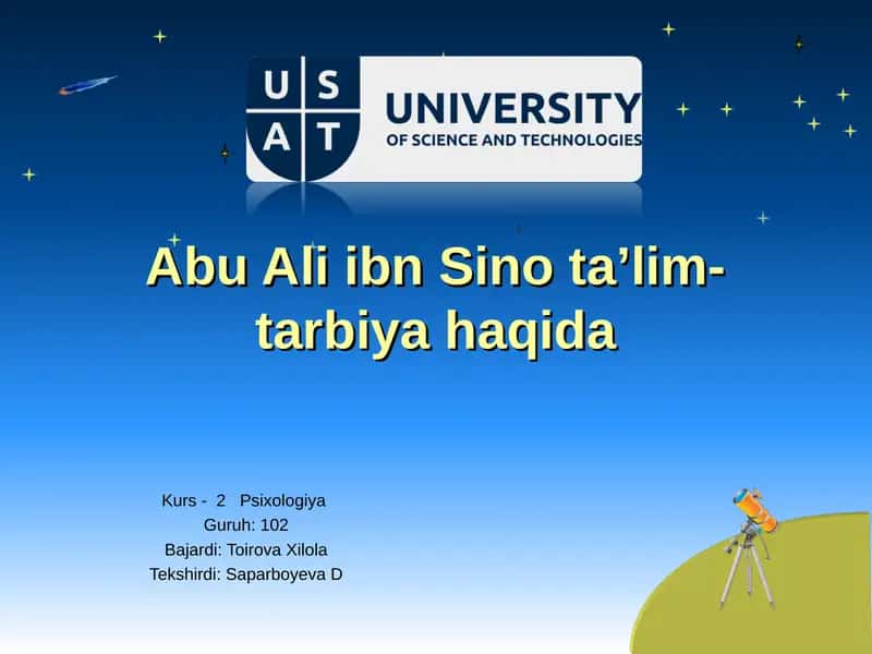 Abu Ali ibn Sino ta’lim-tarbiya haqida