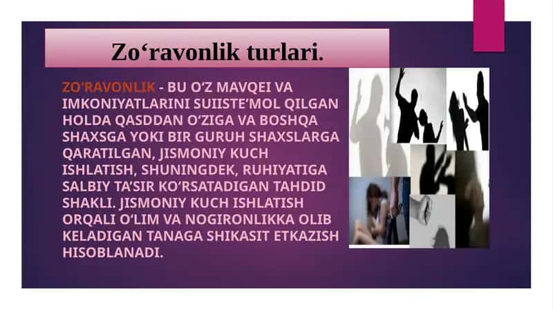 Zo‘ravonlik turlari.