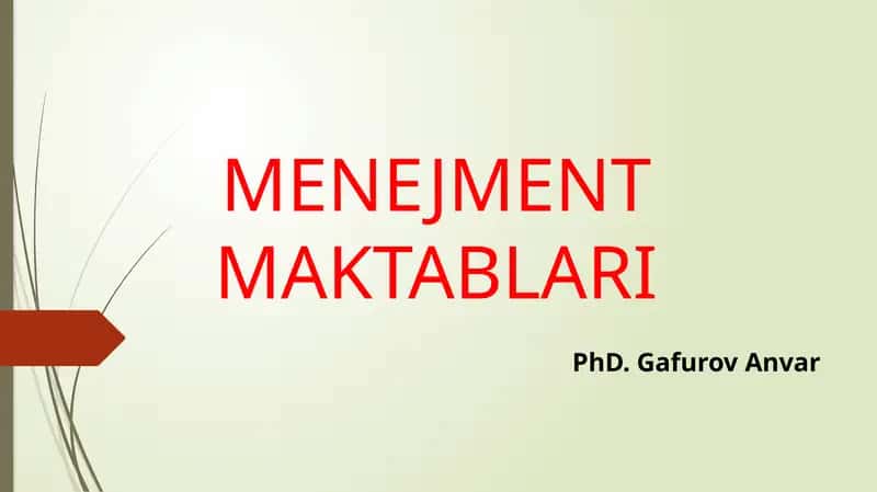 MENEJMENT MAKTABLARI