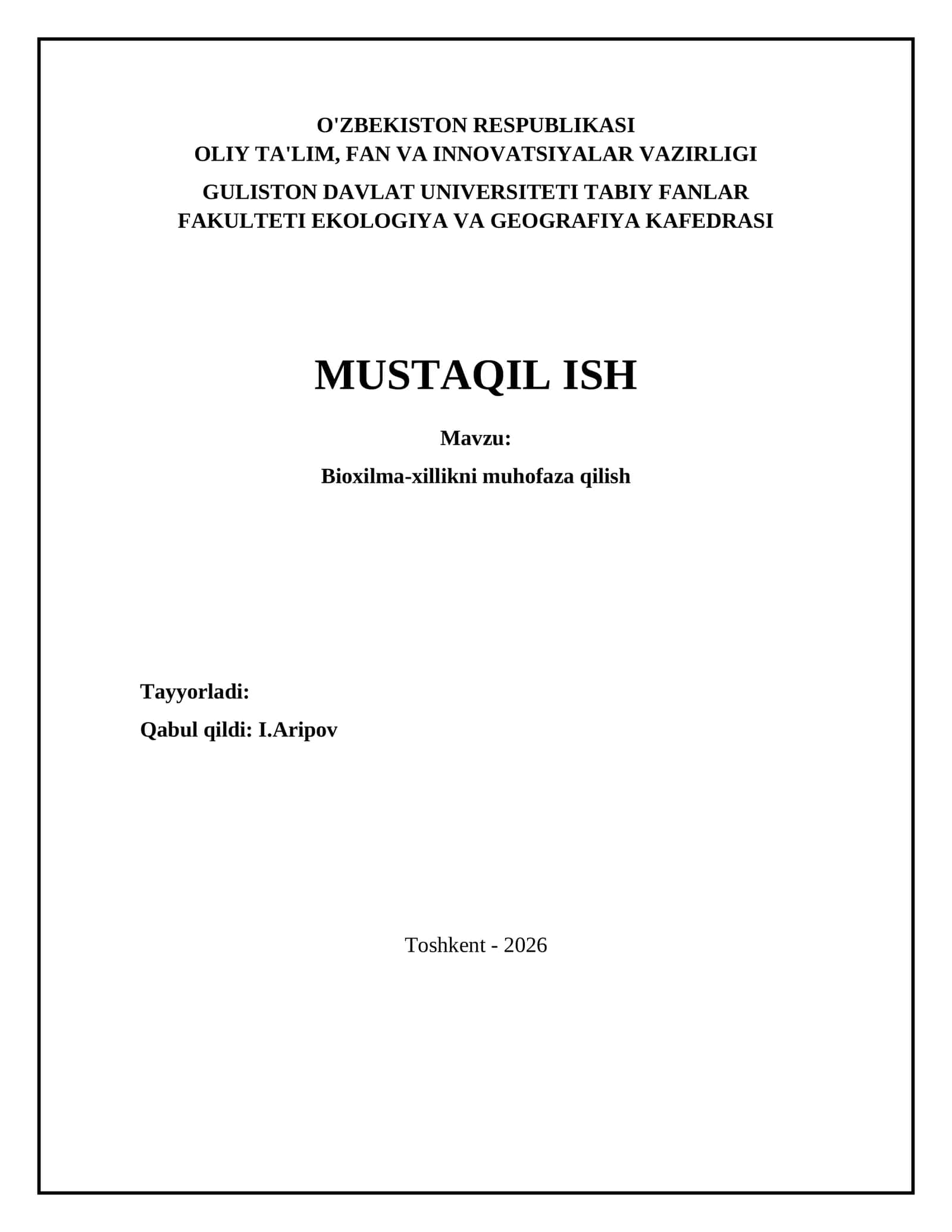 Bioxilma-xillikni muhofaza qilish