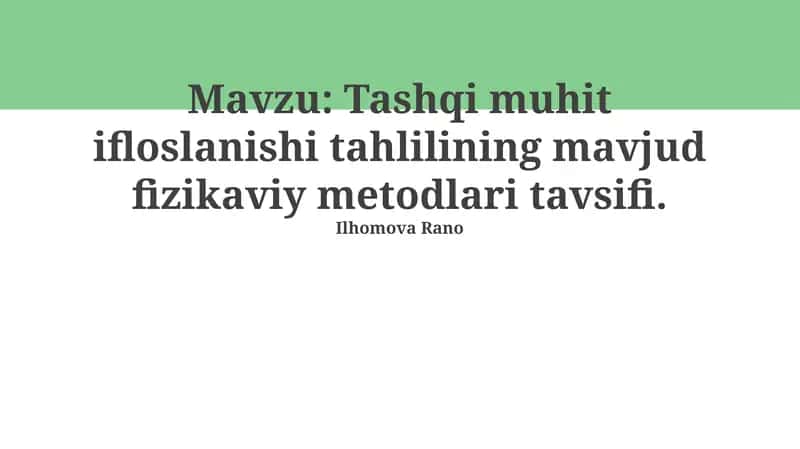 Tashqi muhit ifloslanishi tahlili