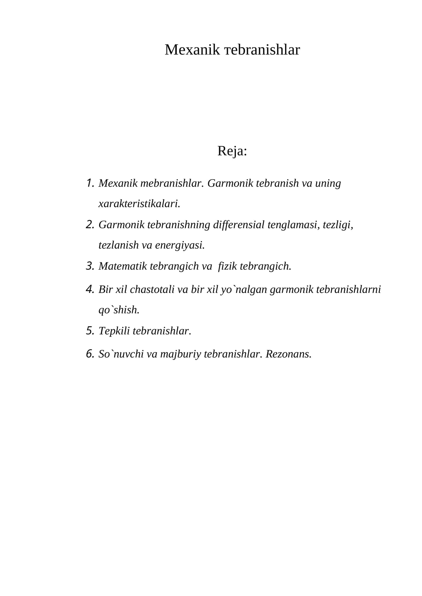 Meхanik тebranishlar