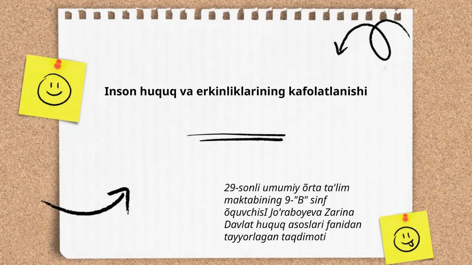 Davlat huquq asoslari fanidan tayyorlagan taqdimoti