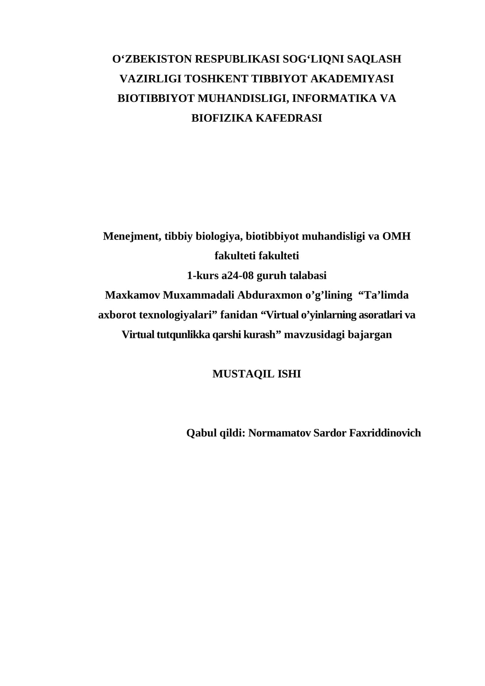 Virtual o’yinlarning asoratlari va Virtual tutqunlikka qarshi kurash