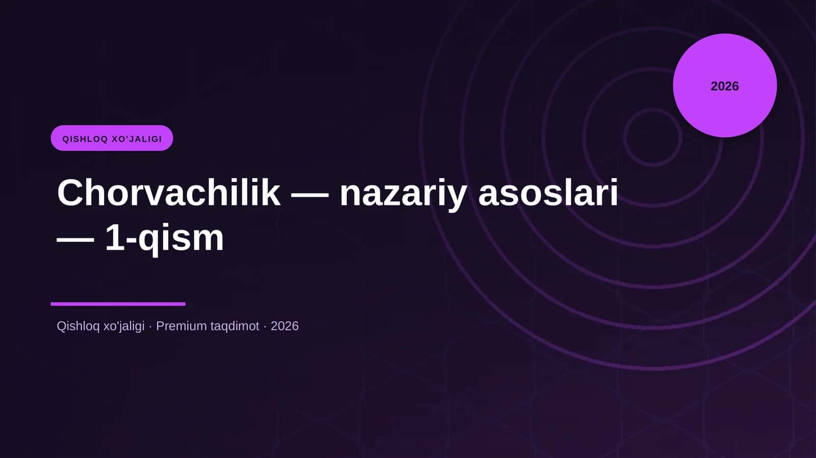 Chorvachilik — nazariy asoslari — 1-qism