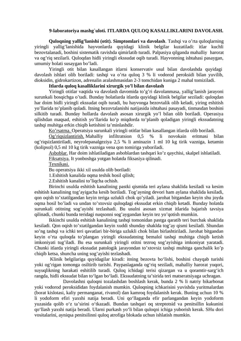 Quloq kasalliklari davolash jarayoni