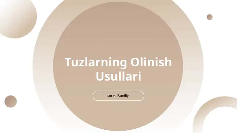 Tuzlarning olishini taqdimot