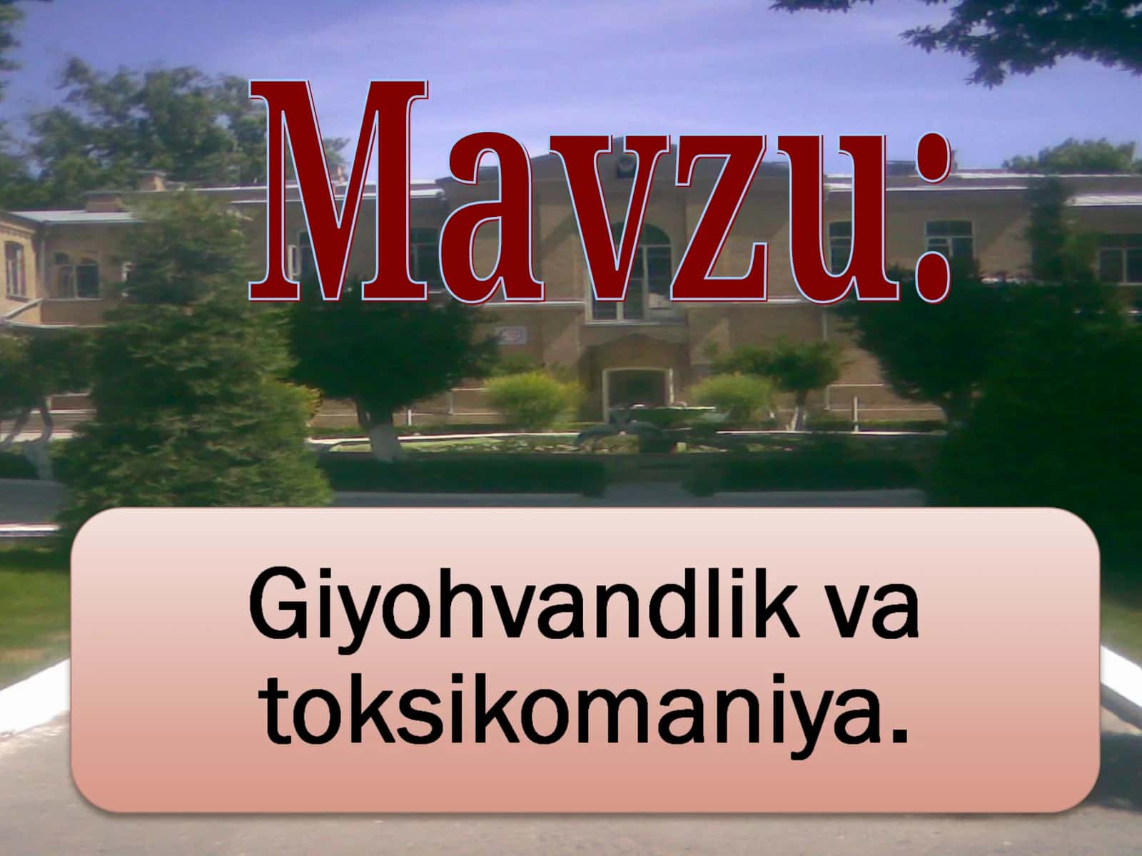 GIYOHVANDLIK: INSONIYATNI FALOKATGA ETAKLOVCHI OG‘U