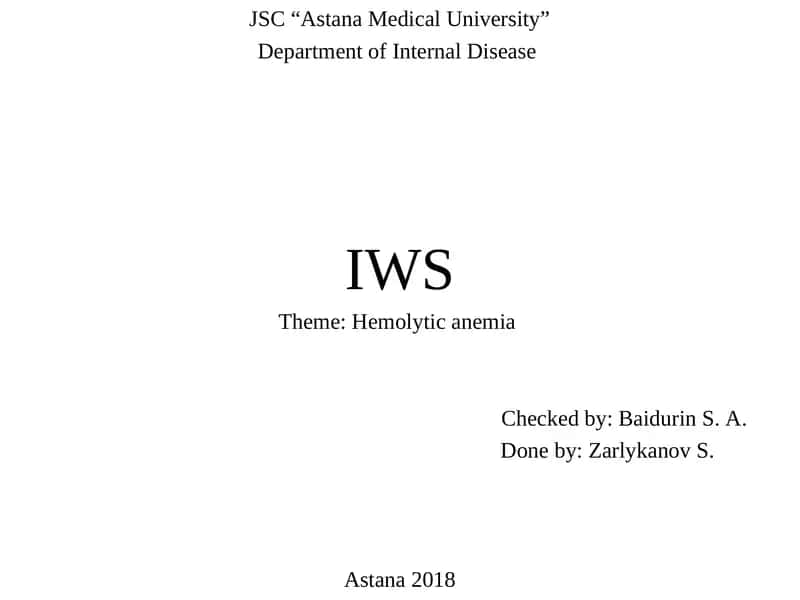 Hemolytic Anemia