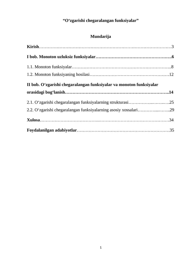O‘zgarishi chegaralangan funksiyalar