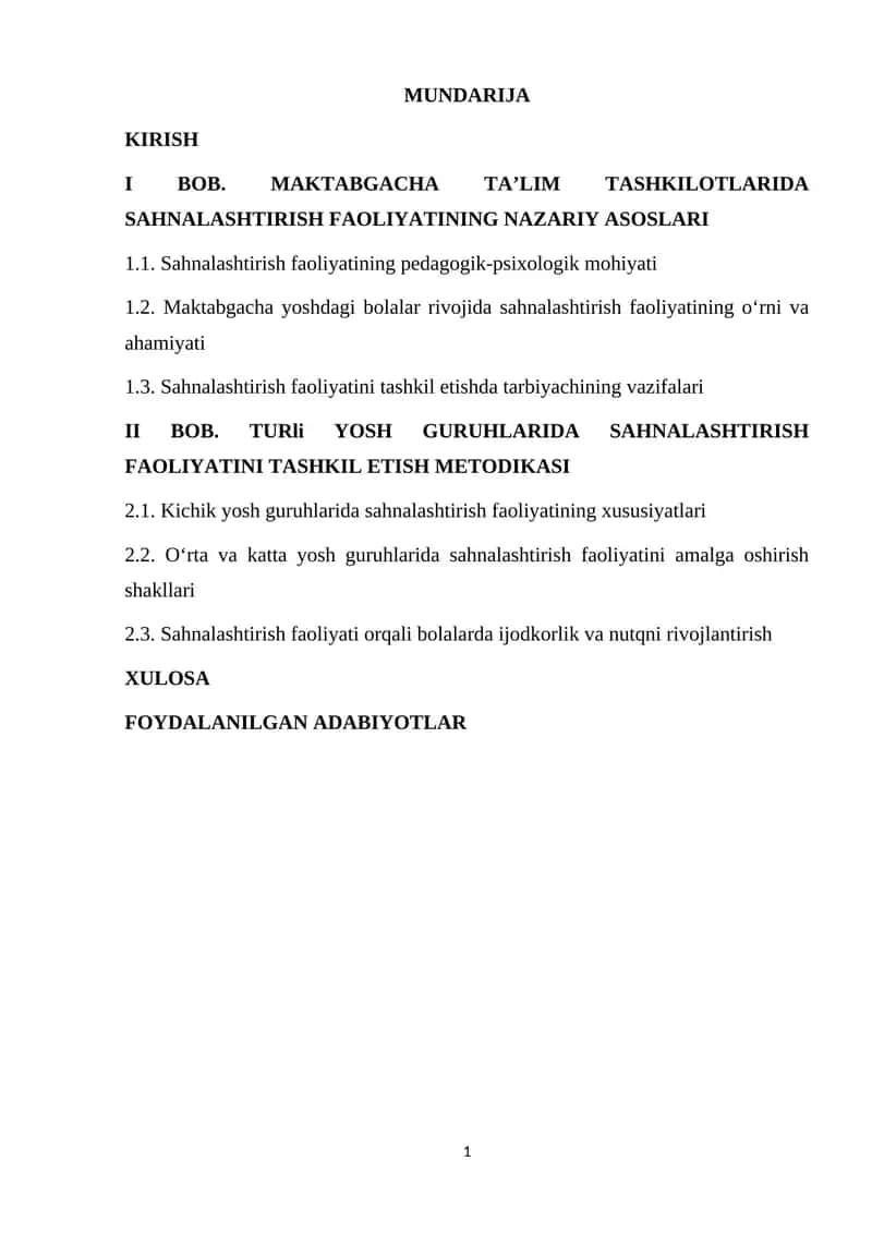 Mavzu: Sahnalashtirish faoliyatining pedagogik-psixologik mohiyati