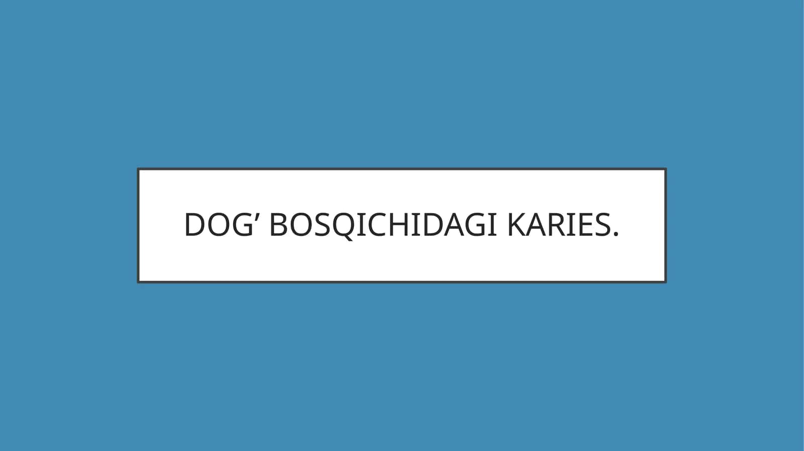 Tishlar Kariesi