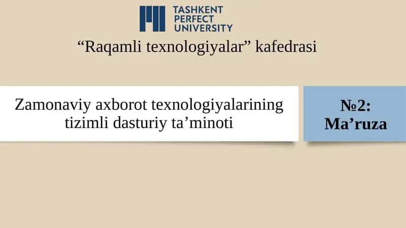 Tizimli dasturiy ta’minot tushunchasi
