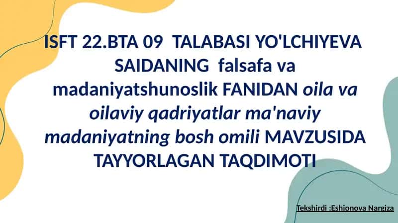 Oiladagi ta'lim