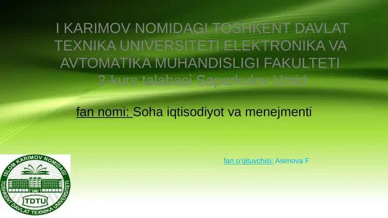 Soha iqtisodiyot va menejmenti